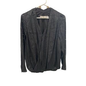 Marie Oliver Women's Black Long Sleeve Blouse Medium Sheer